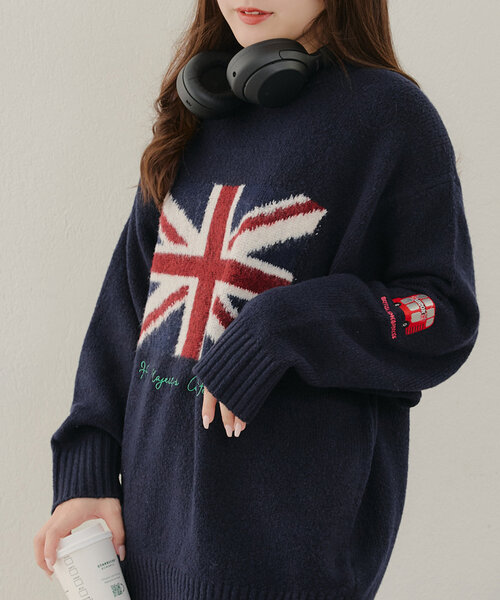 Another Branch olive des olive（アナザーブランチオリーブデオリーブ）の「イギリス＆アメリカ国旗ニット（ニット/セーター・レディース・オフホワイト/ホワイト系その他/ブルー系その他/ネイビー・FREE）」の7枚目の写真