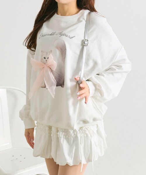 OLIVE des OLIVE（オリーブデオリーブ）の「春のスウェット（Tシャツ/カットソー・レディース・オフホワイト/ピンク/トップグレー/ネイビー・FREE）」の6枚目の写真