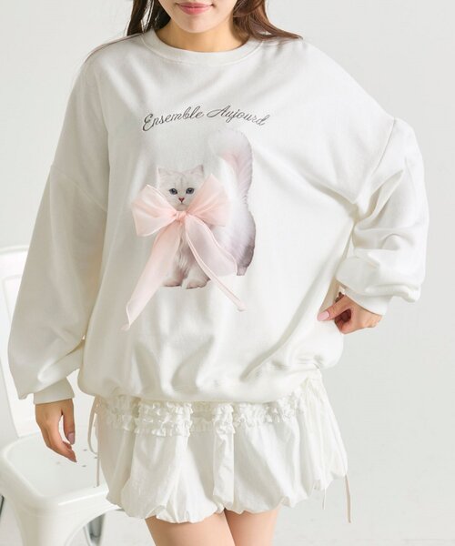 OLIVE des OLIVE（オリーブデオリーブ）の「春のスウェット（Tシャツ/カットソー・レディース・オフホワイト/ピンク/トップグレー/ネイビー・FREE）」の7枚目の写真
