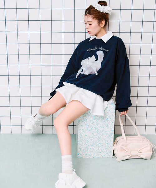 OLIVE des OLIVE（オリーブデオリーブ）の「春のスウェット（Tシャツ/カットソー・レディース・オフホワイト/ピンク/トップグレー/ネイビー・FREE）」の11枚目の写真