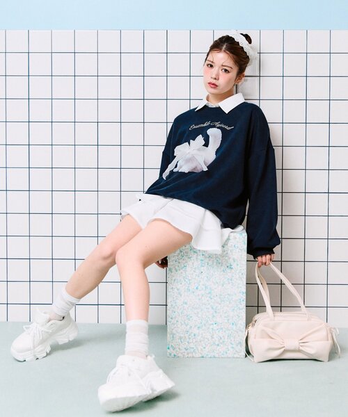 OLIVE des OLIVE（オリーブデオリーブ）の「春のスウェット（Tシャツ/カットソー・レディース・オフホワイト/ピンク/トップグレー/ネイビー・FREE）」の13枚目の写真
