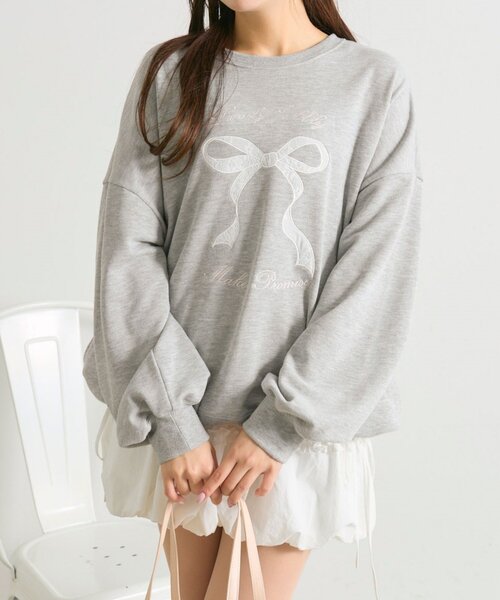 OLIVE des OLIVE（オリーブデオリーブ）の「春のスウェット（Tシャツ/カットソー・レディース・ネイビー/オフホワイト/ピンク/トップグレー・FREE）」の20枚目の写真