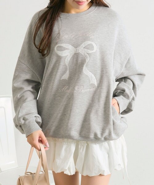 OLIVE des OLIVE（オリーブデオリーブ）の「春のスウェット（Tシャツ/カットソー・レディース・ネイビー/オフホワイト/ピンク/トップグレー・FREE）」の21枚目の写真