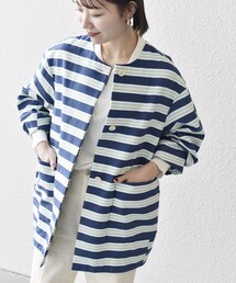 【SHIPS】MANTECO ノーカラー コート　ブルー　38サイズ MANTECO ノーカラー コート｜ SHIPS 公式サイト