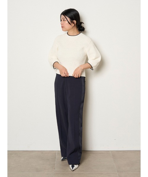 MIESROHE(ミースロエ)の「ハーフスリーブチャンキーニット(ニット/セーター・レディース・ブラック/ホワイト/キャメル/ピンク・FREE)」の11枚目の写真