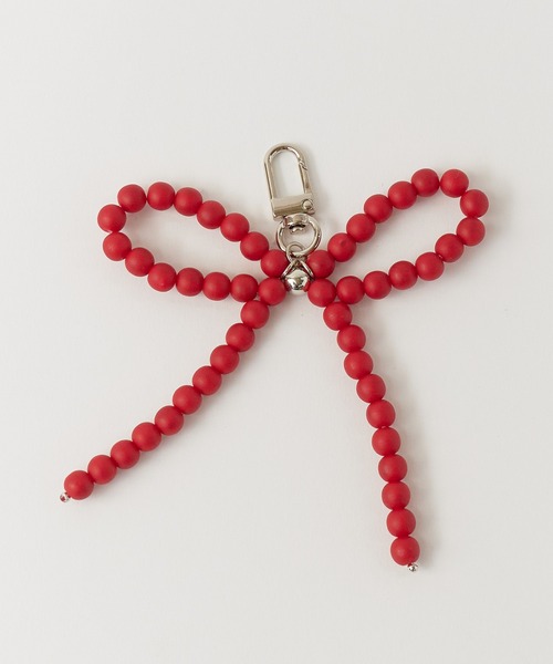 ROOPTOKYO（ループトウキョウ）の「Ribbon Charm Strap/ビーズ リボン チャーム ストラップ 夏物 夏服（キーホルダー・レディース・ブラック/シルバー/ホワイト/レッド・FREE）」の5枚目の写真