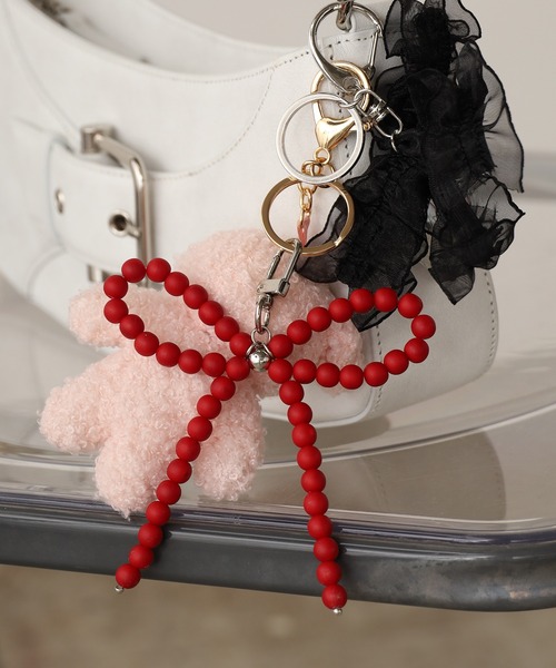 ROOPTOKYO（ループトウキョウ）の「Ribbon Charm Strap/ビーズ リボン チャーム ストラップ 夏物 夏服（キーホルダー・レディース・ブラック/シルバー/ホワイト/レッド・FREE）」の9枚目の写真