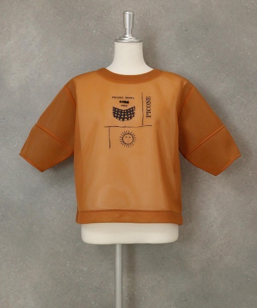 STUDIO PICONE(スタジオピッコーネ)の「シアーツインセット(Tシャツ/カットソー・レディース・ブラック/ホワイト/キャメル/ベージュ・M/L/LL)」の4枚目の写真