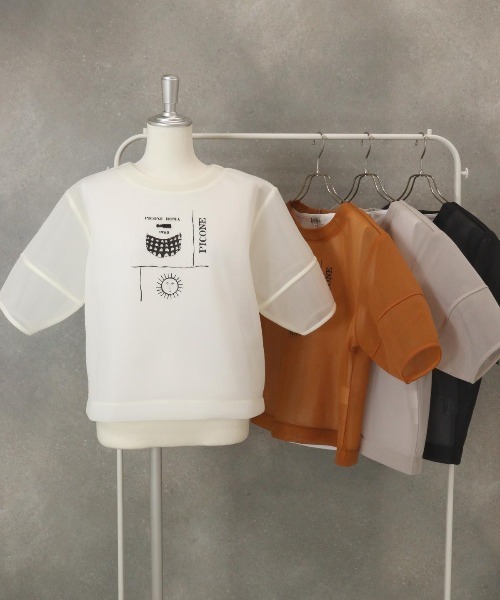 STUDIO PICONE(スタジオピッコーネ)の「シアーツインセット(Tシャツ/カットソー・レディース・ブラック/ホワイト/キャメル/ベージュ・M/L/LL)」の20枚目の写真