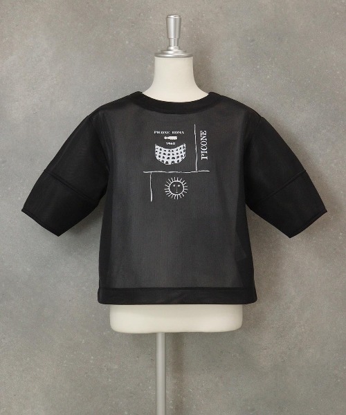 STUDIO PICONE(スタジオピッコーネ)の「シアーツインセット(Tシャツ/カットソー・レディース・ブラック/ホワイト/キャメル/ベージュ・M/L/LL)」の9枚目の写真
