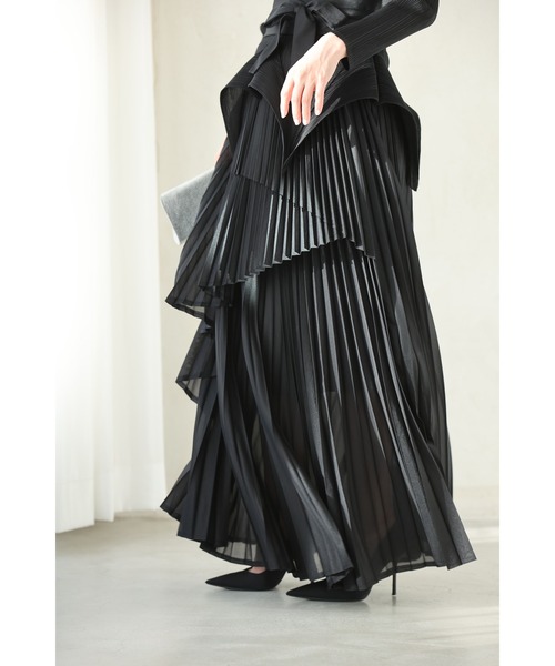 cawaii（カワイイ）の「（黒）プリーツの変形裾トップスとスカートとサッシュベルトの3点セット【set】（Tシャツ/カットソー・レディース・ブラック・FREE）」の10枚目の写真