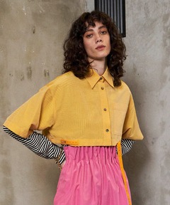 【美品】 メゾンスペシャル アセテートリネンボレロシャツ F ブラック ベルト付 美品】 メゾンスペシャル アセテートリネンボレロシャツ F