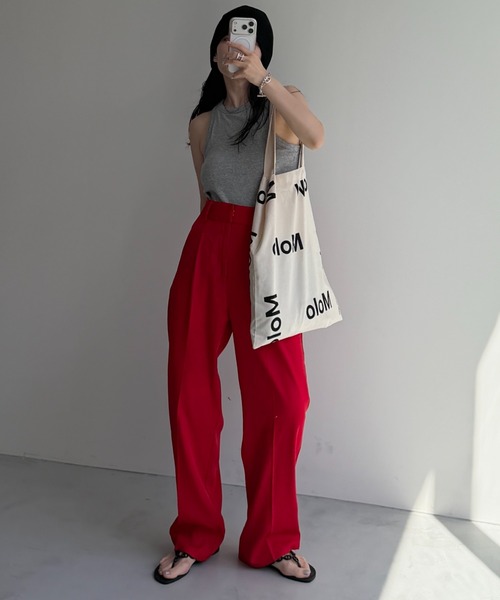 wee9s(ウィークス)の「straight slacks pants / ストレートスラックスパンツ(スラックス・レディース・レッド/ピンク・FREE)」の5枚目の写真
