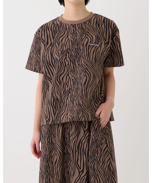 THOUSAND MILE ゼブラ柄 グレー　ショートスリーブ　ワンピース セール】【THOUSAND MILE】SHORT SLEEVE T-SHIRT & SKIRT