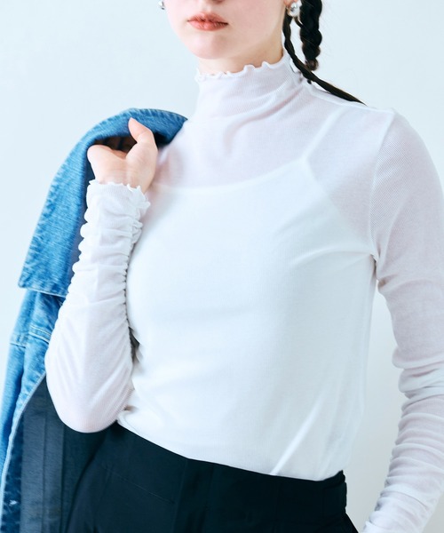 Audie a Muses(オーディアミューズ)の「シアーテレコリブカットソー(Tシャツ/カットソー・レディース・ブラック/オフホワイト・38/42)」の10枚目の写真