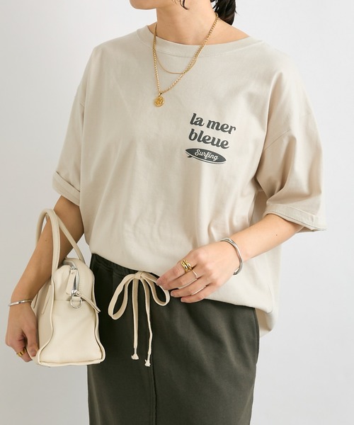 RIVE DROITE（リヴドロワ）の「【大人カジュアルに】SURF LOGO Tシャツ（Tシャツ/カットソー・レディース・ホワイト/ブルー/ベージュ・FREE）」の3枚目の写真