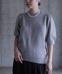 ニット セーター アイス グレー ふんわり アンゴラ ふわふわ 素敵 リブ NOISEMAKER ニット セーター 「アンゴラ混」透かし編みニット