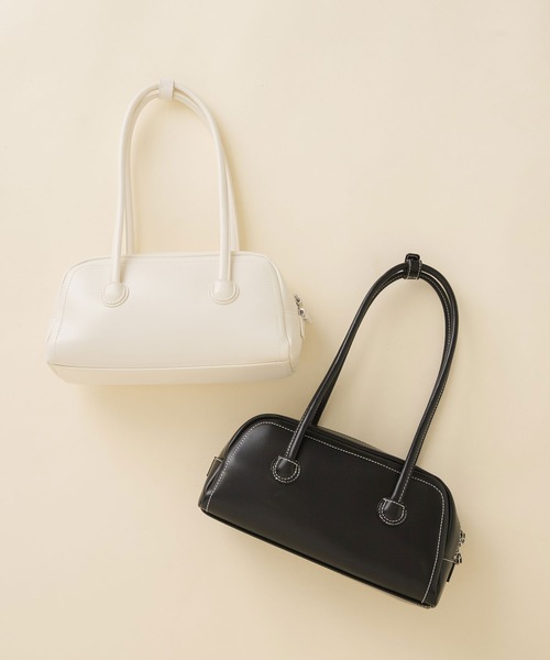 rectangle(レクタングル)の「ロングハンドルスクエアボストンバッグ(ボストンバッグ・レディース・ブラック/ブラウン/ホワイト・FREE)」の7枚目の写真