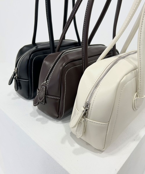 rectangle(レクタングル)の「ロングハンドルスクエアボストンバッグ(ボストンバッグ・レディース・ブラック/ブラウン/ホワイト・FREE)」の15枚目の写真