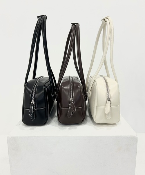 rectangle(レクタングル)の「ロングハンドルスクエアボストンバッグ(ボストンバッグ・レディース・ブラック/ブラウン/ホワイト・FREE)」の16枚目の写真