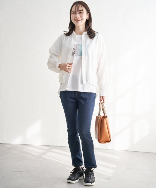 ikka(イッカ)の「ドロストロングテールシャツ(シャツ/ブラウス・レディース・ブルー/オフホワイト/モカ・L/M/S)」の5枚目の写真