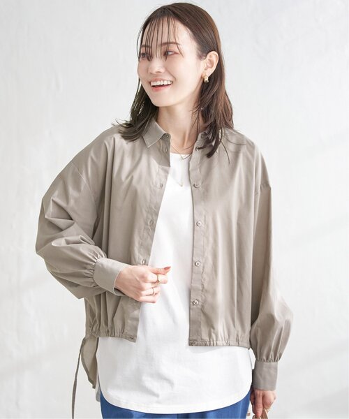 ikka(イッカ)の「ドロストロングテールシャツ(シャツ/ブラウス・レディース・ブルー/オフホワイト/モカ・L/M/S)」の7枚目の写真