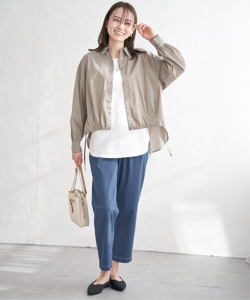 ikka(イッカ)の「ドロストロングテールシャツ(シャツ/ブラウス・レディース・ブルー/オフホワイト/モカ・L/M/S)」の8枚目の写真