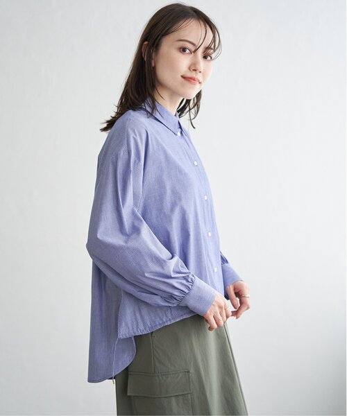 ikka(イッカ)の「ドロストロングテールシャツ(シャツ/ブラウス・レディース・ブルー/オフホワイト/モカ・L/M/S)」の10枚目の写真