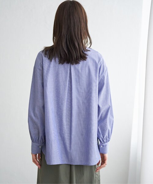 ikka(イッカ)の「ドロストロングテールシャツ(シャツ/ブラウス・レディース・ブルー/オフホワイト/モカ・L/M/S)」の11枚目の写真