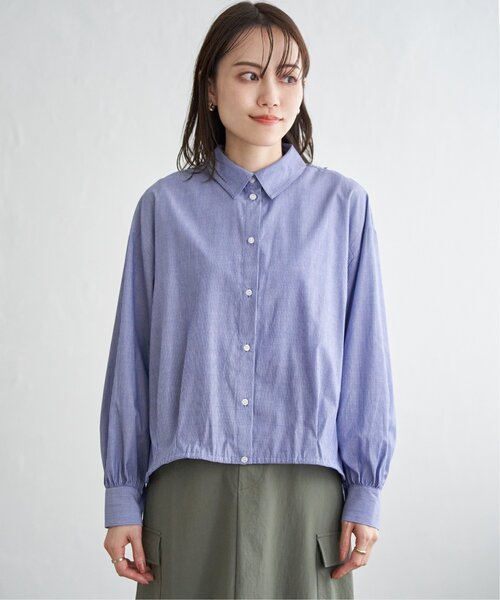 ikka(イッカ)の「ドロストロングテールシャツ(シャツ/ブラウス・レディース・ブルー/オフホワイト/モカ・L/M/S)」の12枚目の写真