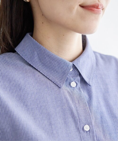 ikka(イッカ)の「ドロストロングテールシャツ(シャツ/ブラウス・レディース・ブルー/オフホワイト/モカ・L/M/S)」の13枚目の写真