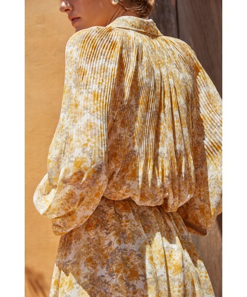 Estella.K（エステラケー）の「Merida Floral Belted Dress　プリーツミニマムドレス（ワンピース・レディース・オレンジ系/ホワイト×イエロー/アイボリー系・FREE）」の7枚目の写真