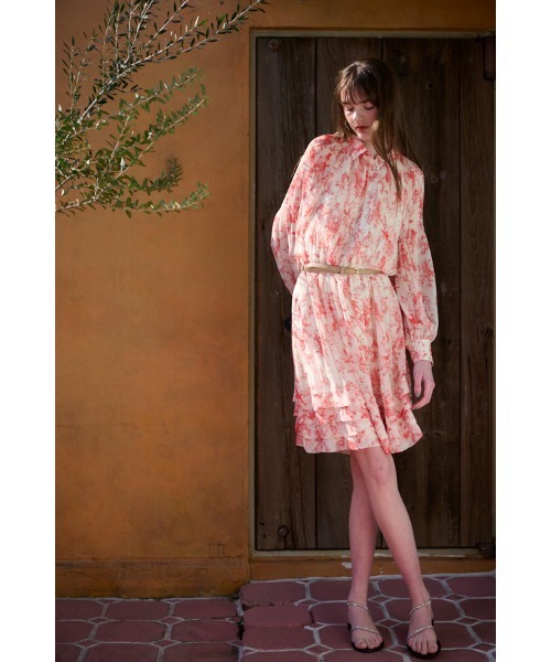Estella.K(エステラケー)の「Merida Floral Belted Dress プリーツミニマムドレス(ワンピース・レディース・オレンジ系/ホワイト×イエロー/アイボリー系・FREE)」の17枚目の写真
