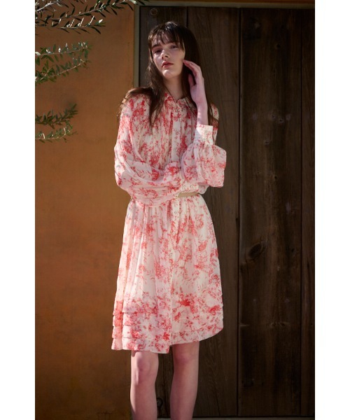 Estella.K(エステラケー)の「Merida Floral Belted Dress プリーツミニマムドレス(ワンピース・レディース・オレンジ系/ホワイト×イエロー/アイボリー系・FREE)」の19枚目の写真