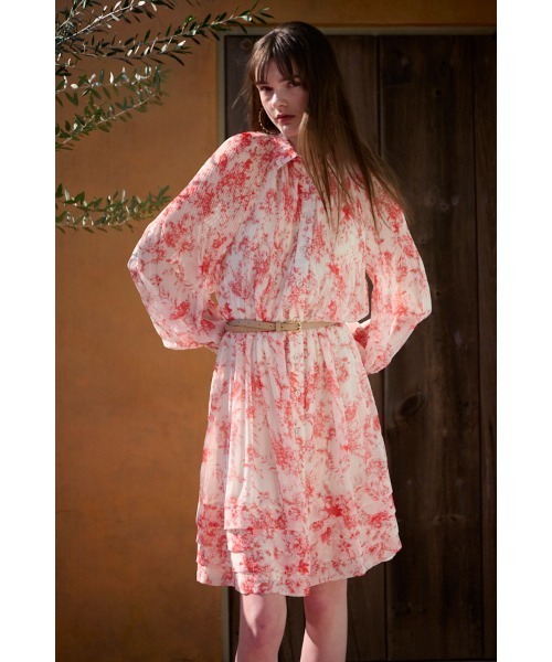 Estella.K(エステラケー)の「Merida Floral Belted Dress プリーツミニマムドレス(ワンピース・レディース・オレンジ系/ホワイト×イエロー/アイボリー系・FREE)」の21枚目の写真