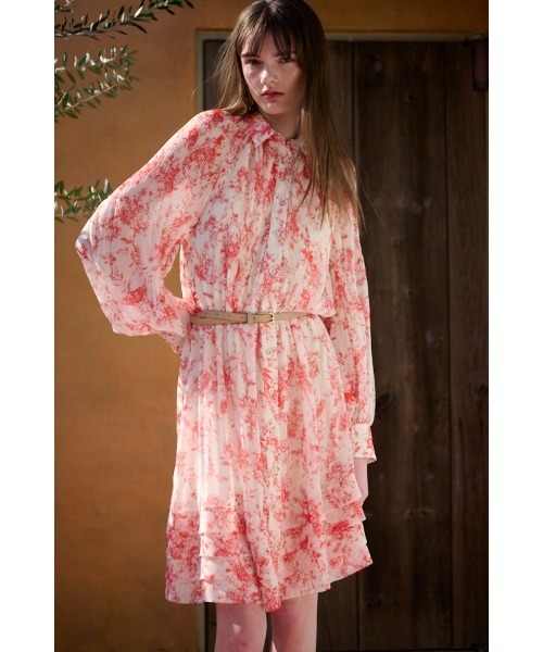 セール】Merida Floral Belted Dress プリーツミニマムドレス