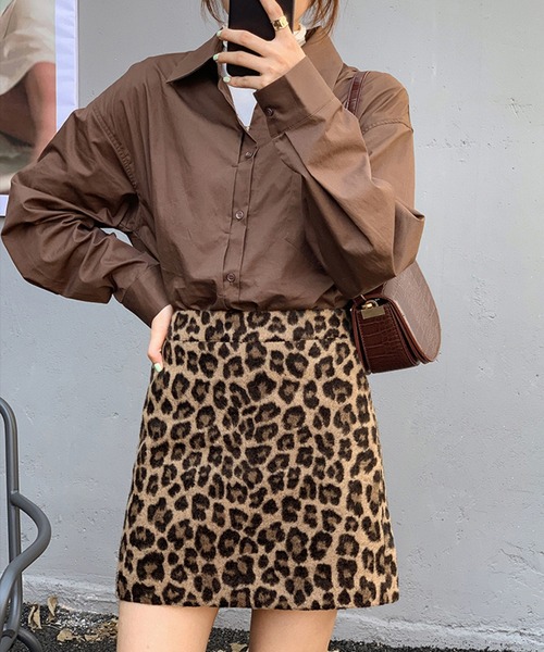 NANEA（ナネア）の「起毛ヒョウ柄ミニスカート（スカート・レディース・ブラウン/グレー・SMALL/MEDIUM/LARGE）」の3枚目の写真
