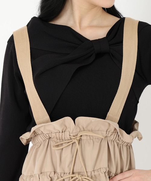 STRAWBERRY-FIELDS（ストロベリーフィールズ）の「マルチウェイジャンスカ（ジャンパースカート・レディース・ブラック/ベージュ系・2）」の10枚目の写真