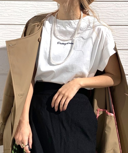 セール】バックタックシルケット刺繍T（Tシャツ/カットソー）｜Q
