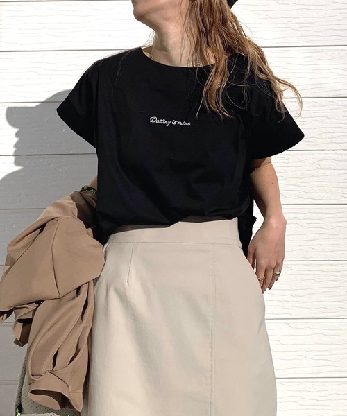 tシャツ バックタックシルケット刺繍T レディース セール】バックタックシルケット刺繍T（Tシャツ/カットソー）｜Q