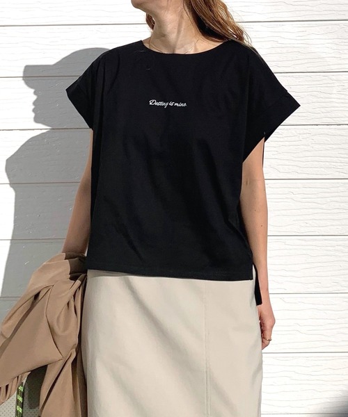 tシャツ バックタックシルケット刺繍T レディース セール】バックタックシルケット刺繍T（Tシャツ/カットソー）｜Q