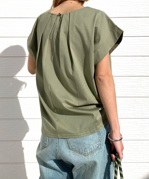 tシャツ バックタックシルケット刺繍T レディース セール】バックタックシルケット刺繍T（Tシャツ/カットソー）｜Q