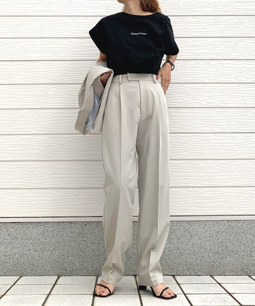 tシャツ バックタックシルケット刺繍T レディース セール】バックタックシルケット刺繍T（Tシャツ/カットソー）｜Q
