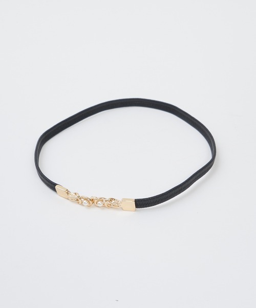 ROYAL PARTY（ロイヤルパーティー）の「パールバックル細ゴムベルト（ベルト・レディース・オフホワイト/ブラック・FREE）」の6枚目の写真