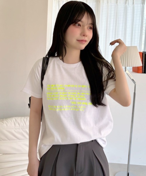 Ada.(エイダ)の「メッセージロゴ プリント 半袖 Tシャツ(Tシャツ/カットソー・レディース・ピンク/オートミール/オフホワイト・FREE)」の1枚目の写真