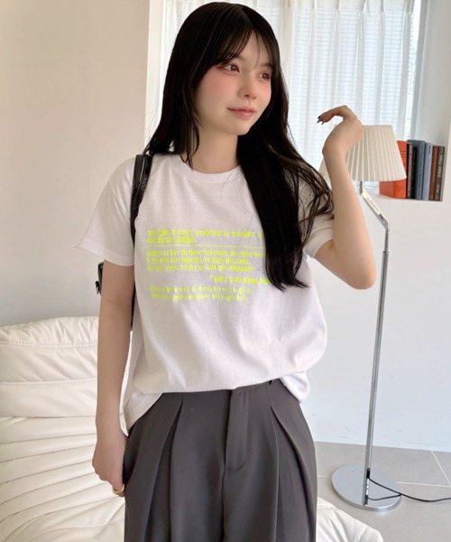 Ada.(エイダ)の「メッセージロゴ プリント 半袖 Tシャツ(Tシャツ/カットソー・レディース・ピンク/オートミール/オフホワイト・FREE)」の5枚目の写真