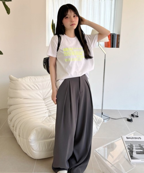 Ada.(エイダ)の「メッセージロゴ プリント 半袖 Tシャツ(Tシャツ/カットソー・レディース・ピンク/オートミール/オフホワイト・FREE)」の6枚目の写真