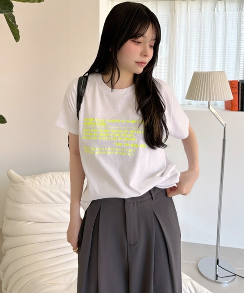 Ada.(エイダ)の「メッセージロゴ プリント 半袖 Tシャツ(Tシャツ/カットソー・レディース・ピンク/オートミール/オフホワイト・FREE)」の7枚目の写真