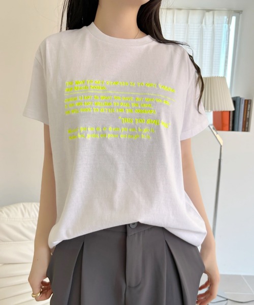 Ada.(エイダ)の「メッセージロゴ プリント 半袖 Tシャツ(Tシャツ/カットソー・レディース・ピンク/オートミール/オフホワイト・FREE)」の22枚目の写真