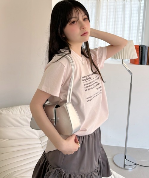 Ada.(エイダ)の「メッセージロゴ プリント 半袖 Tシャツ(Tシャツ/カットソー・レディース・ピンク/オートミール/オフホワイト・FREE)」の9枚目の写真